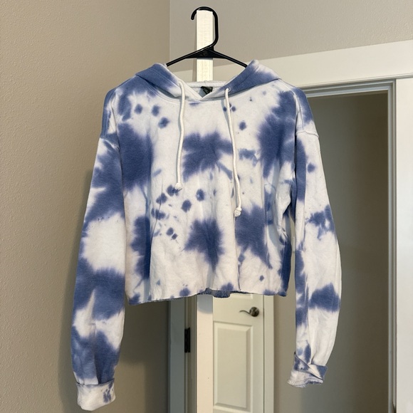 Tops - Blue Tie-Dye Women's Hoodie Sweater